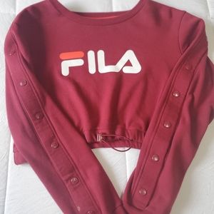 Fila Crop Top Long Sleeve Button Detailing
